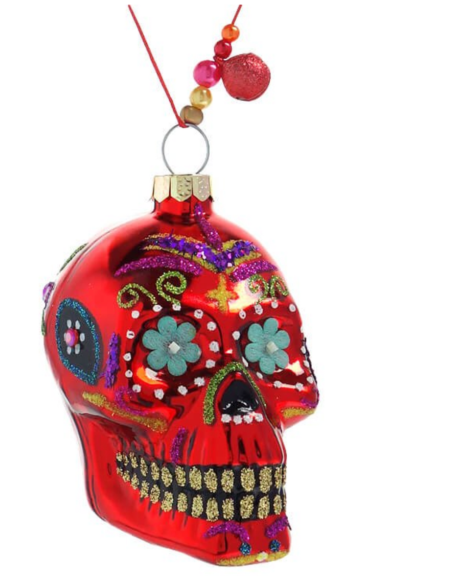 Cody Foster & Co. Dia De Los Muertos Flower Skull Ornament