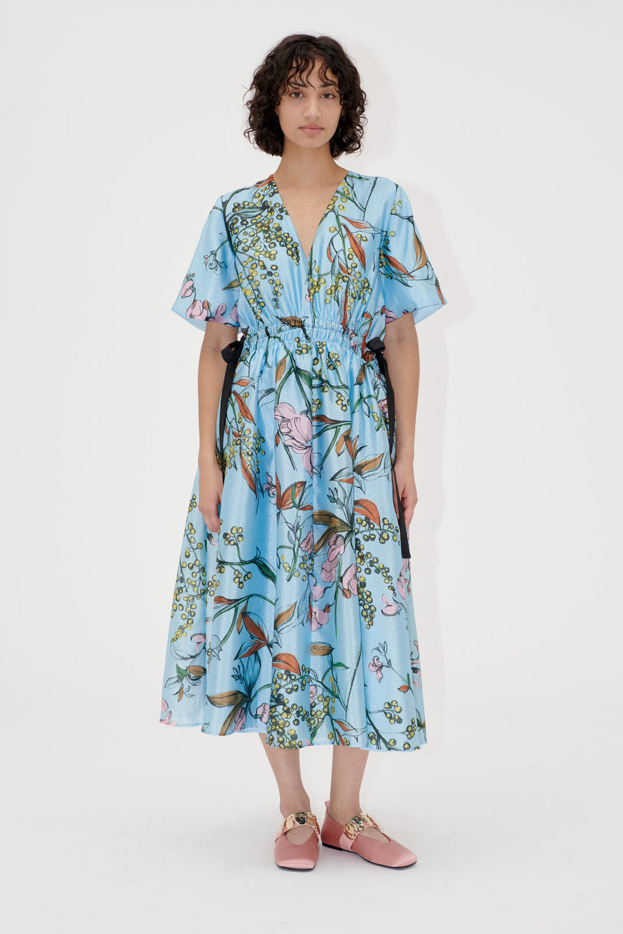 Stine Goya V-Neck Waist Tie Midi Dress