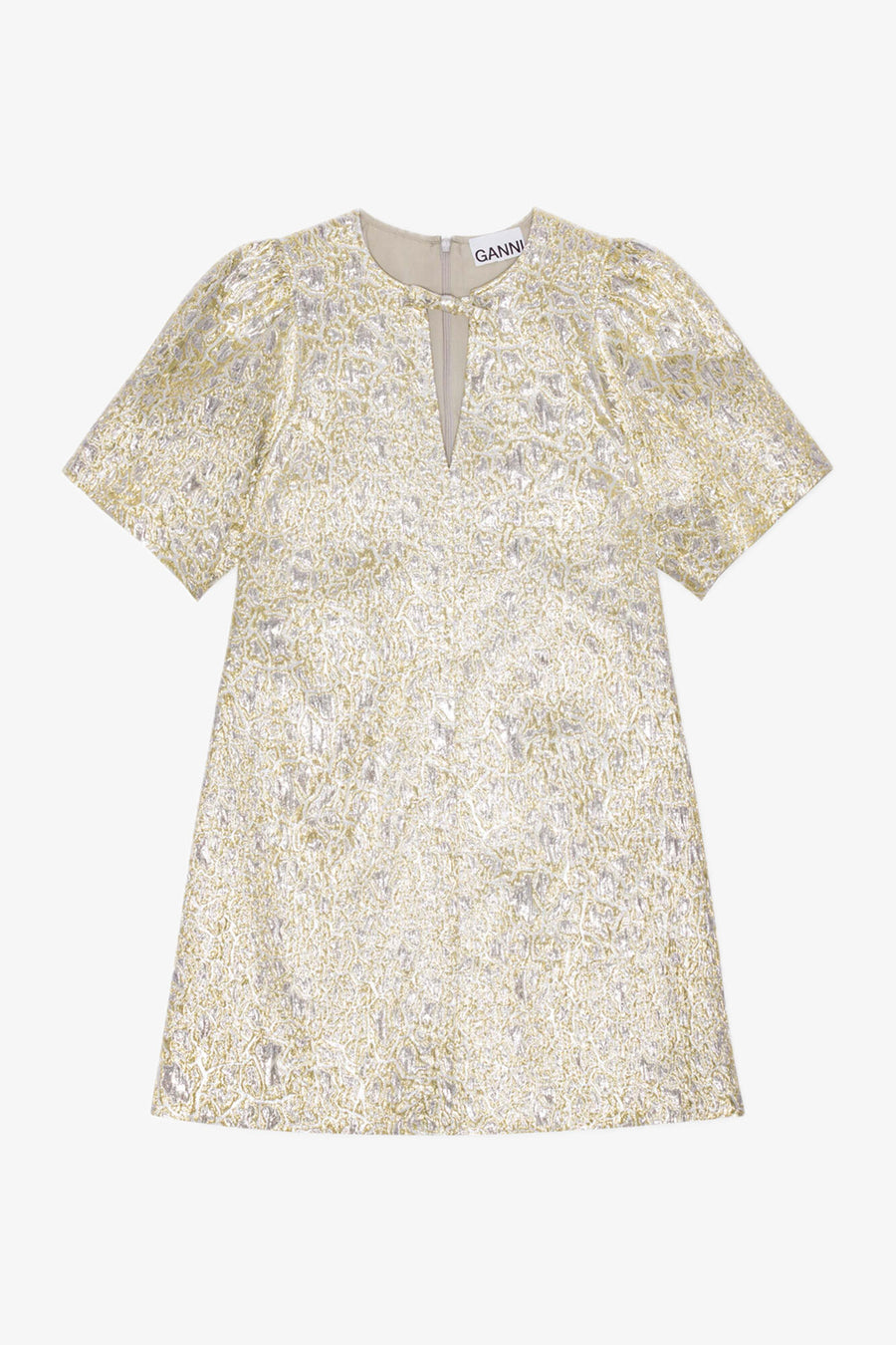 Ganni Metallic Cloque A-Line Mini Dress