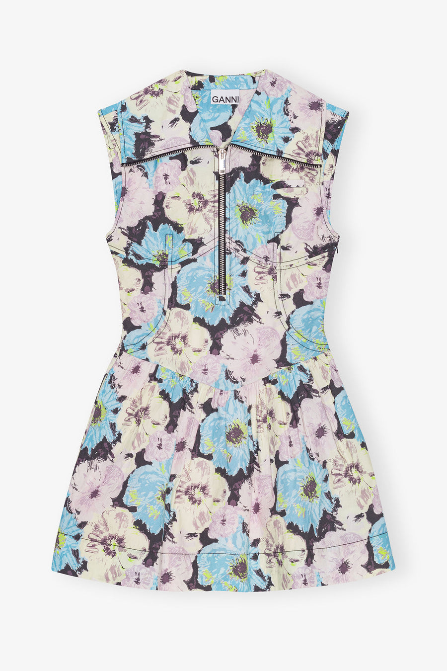 Ganni Printed Cotton Mini Dress