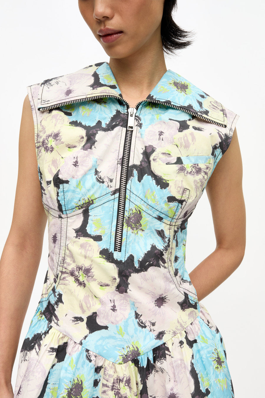 Ganni Printed Cotton Mini Dress