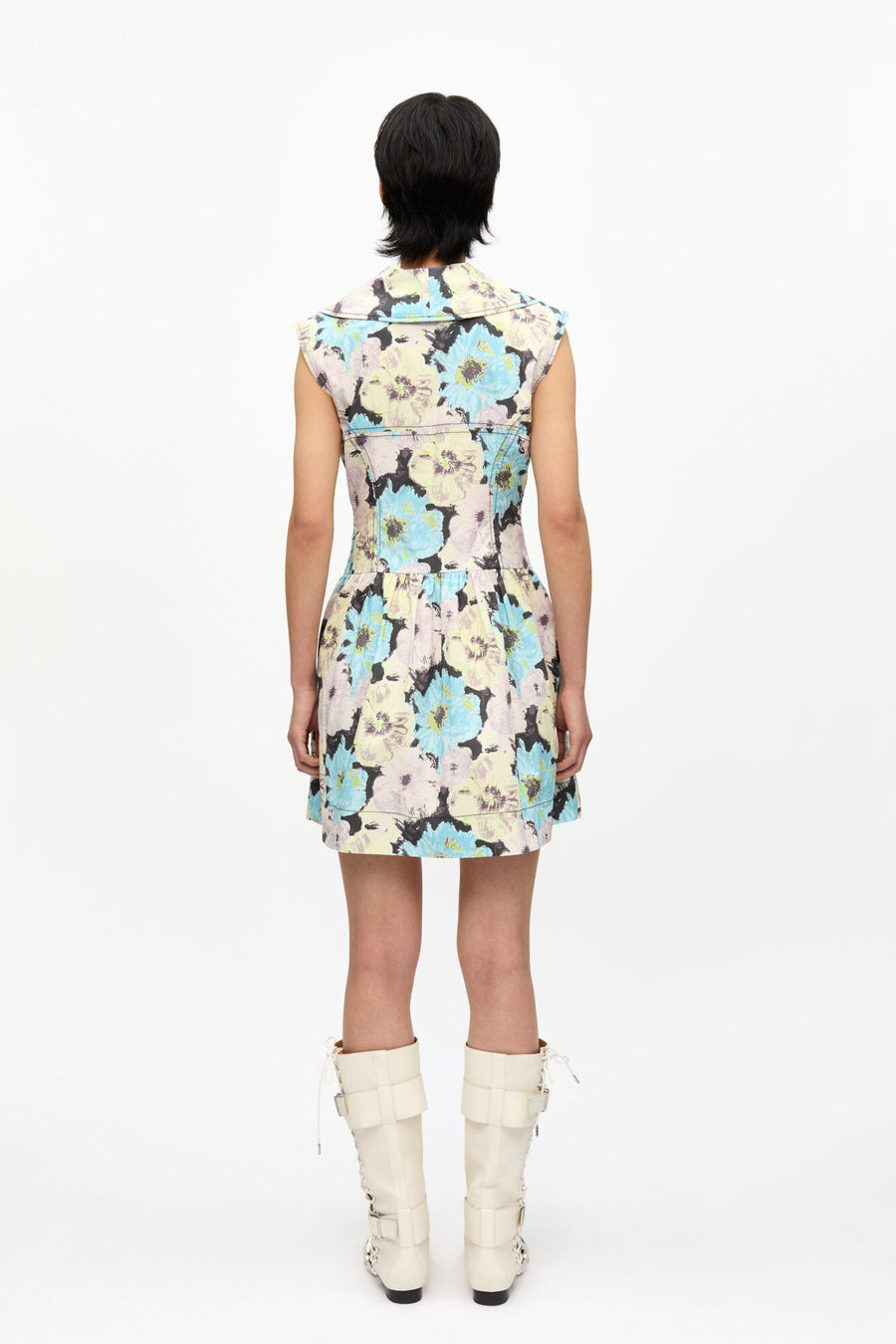 Ganni Printed Cotton Mini Dress
