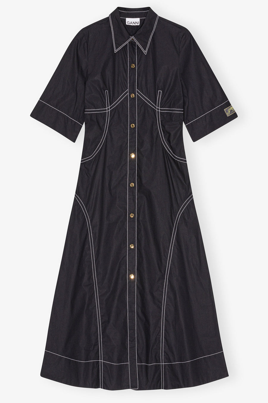 Ganni Cotton Poplin Long Shirt Dress