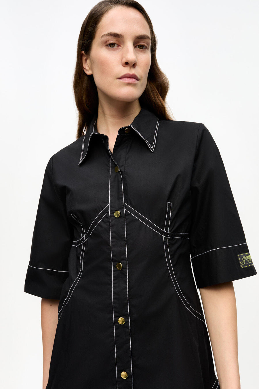 Ganni Cotton Poplin Long Shirt Dress