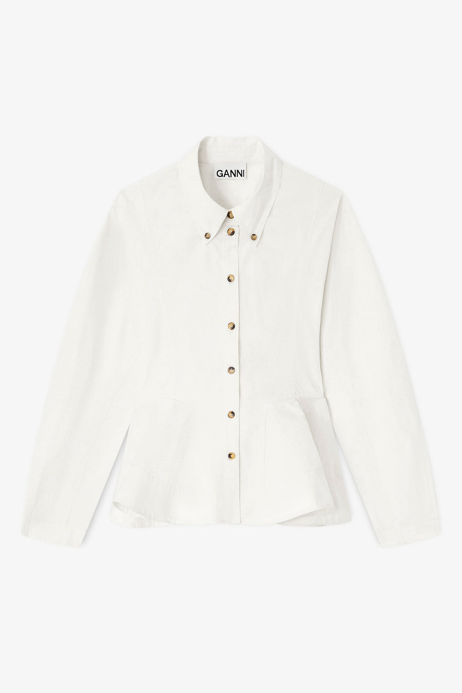 Ganni Stretch Cotton Peplum Shirt