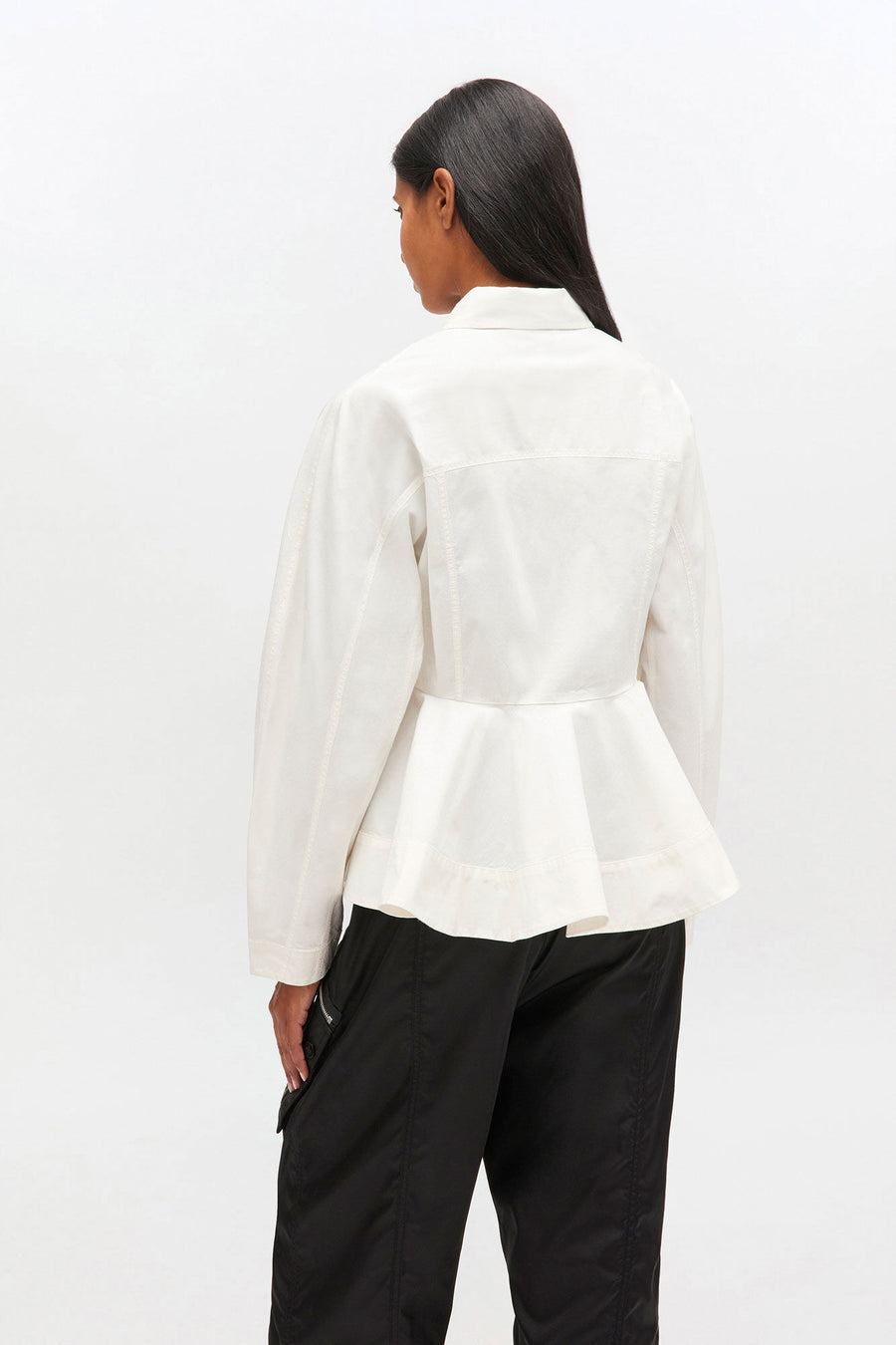 Ganni Stretch Cotton Peplum Shirt