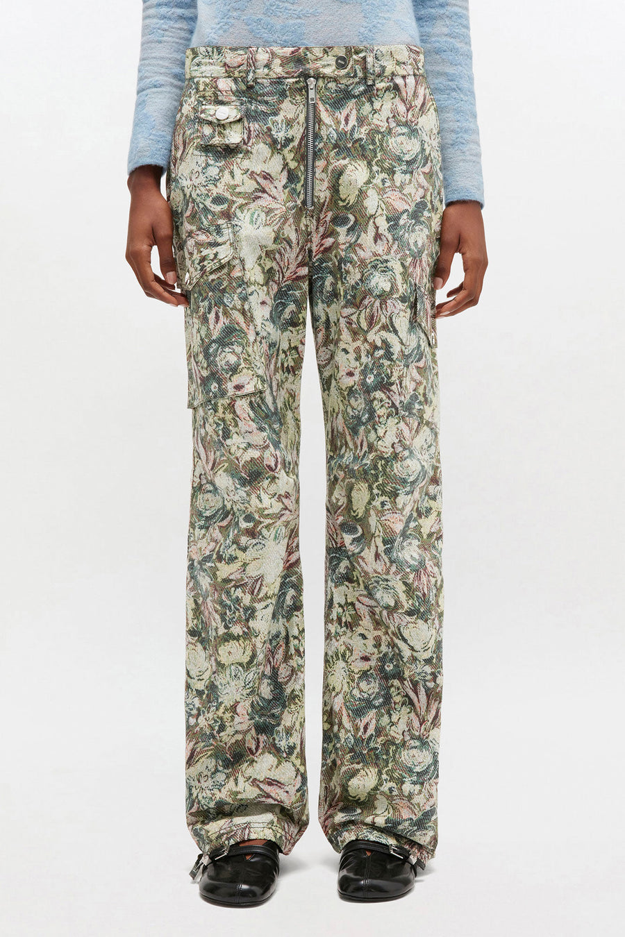 Ganni Printed Stretched Cotton Pants