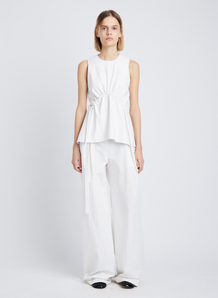 Proenza Schouler White Label Faux Leather Gathered Cord Top