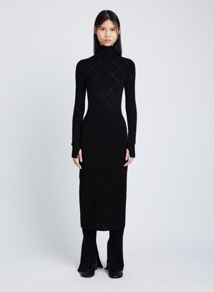 Proenza Schouler White Label Pointelle Diamonds Turtleneck Dress