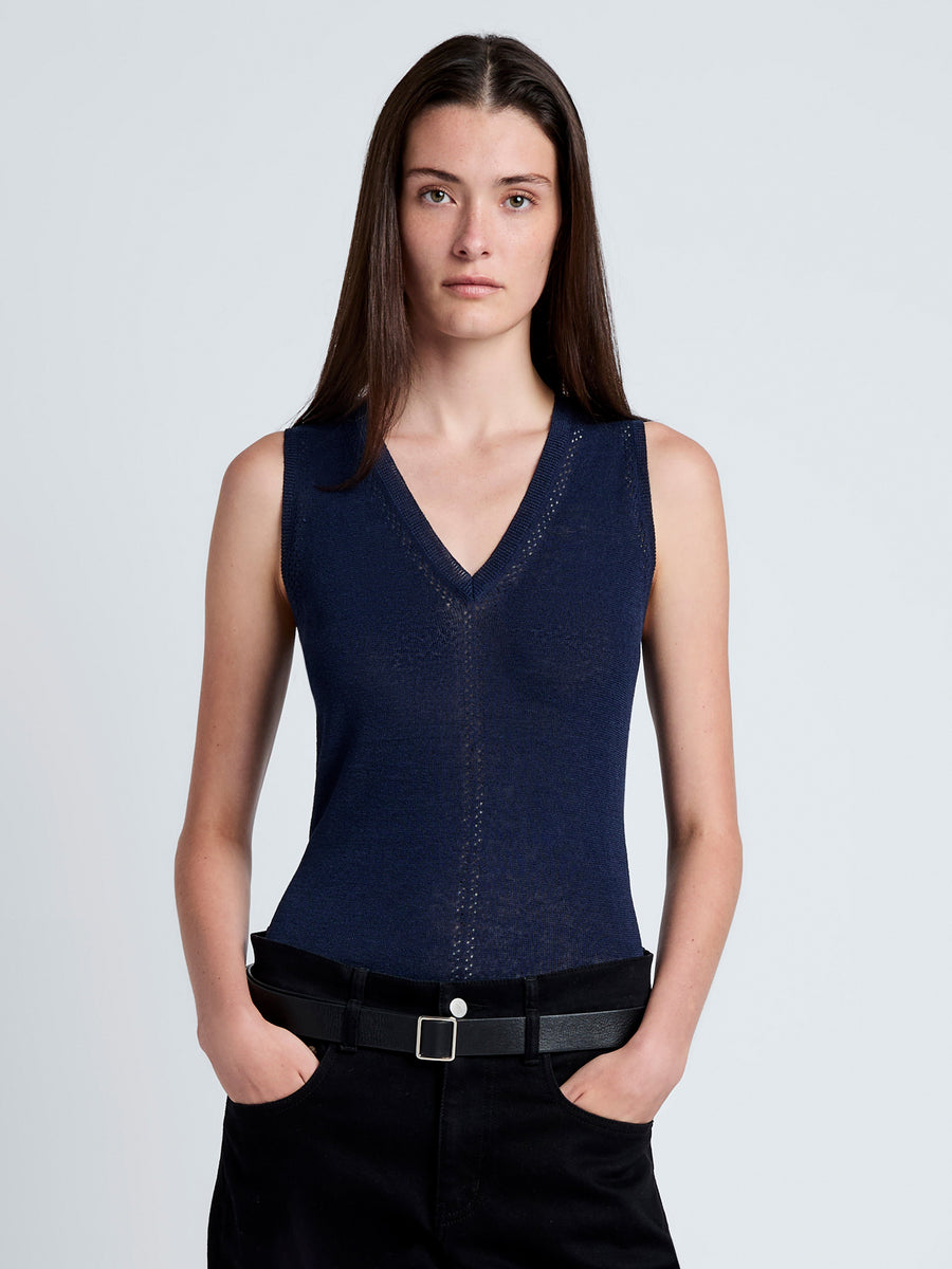 Proenza Schouler White Label Heyde Knit Sweater in Linen Twist
