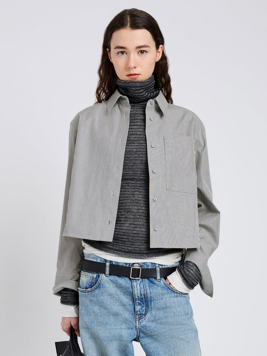 Proenza Schouler White Label Olive Shirt in Stripe Cotton