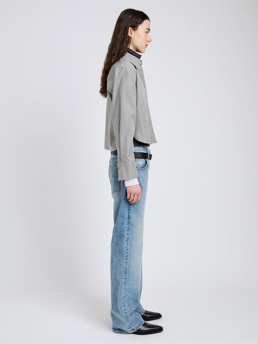 Proenza Schouler White Label Olive Shirt in Stripe Cotton