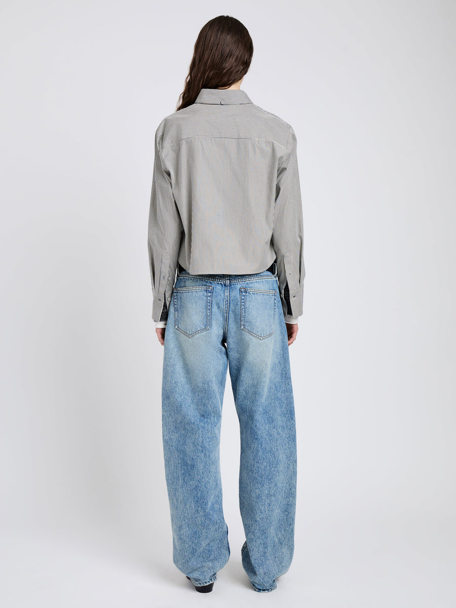 Proenza Schouler White Label Olive Shirt in Stripe Cotton