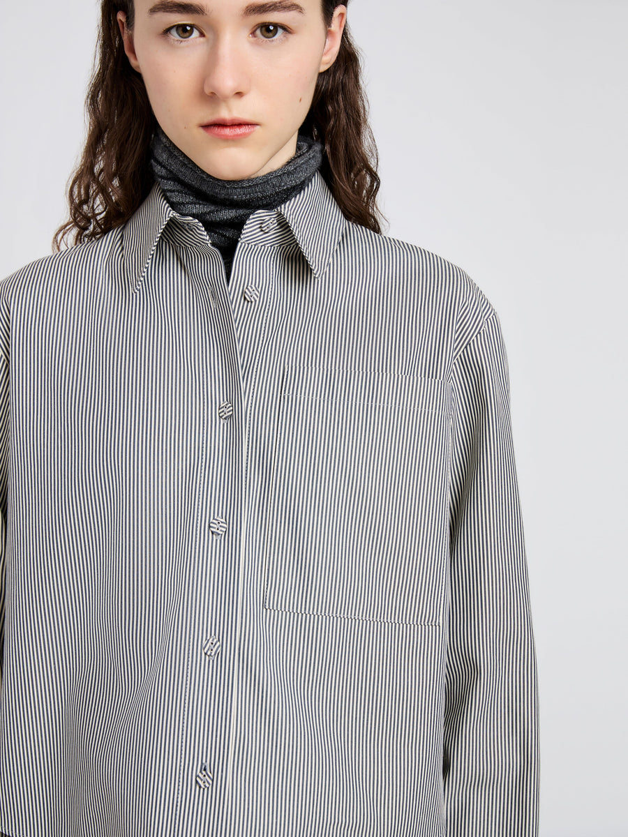 Proenza Schouler White Label Olive Shirt in Stripe Cotton