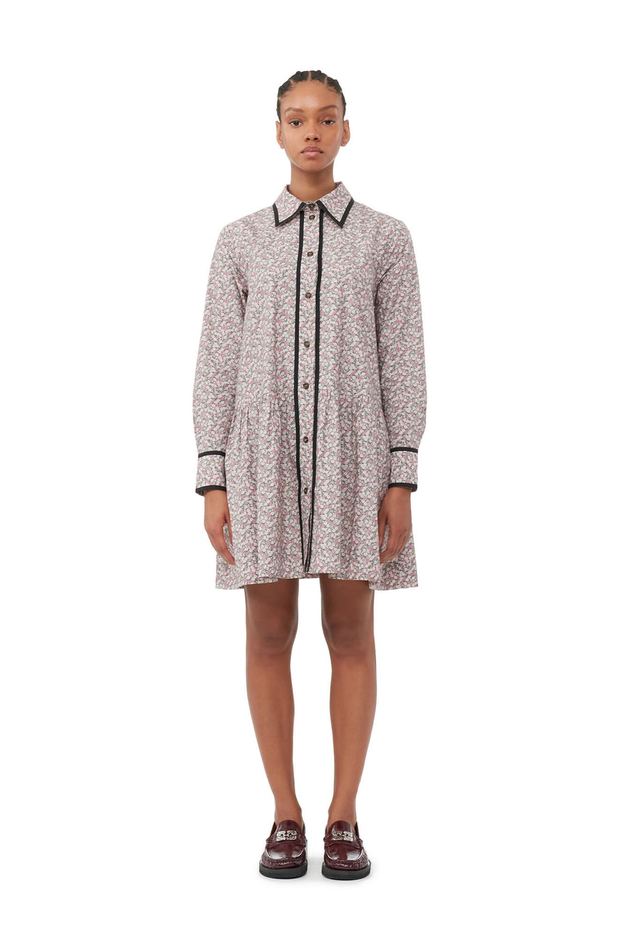 Ganni Printed Mini Shirt Dress