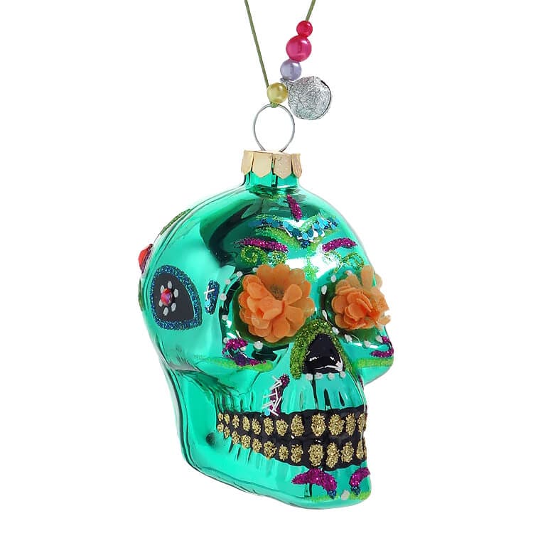 Cody Foster & Co. Dia De Los Muertos Flower Skull Ornament