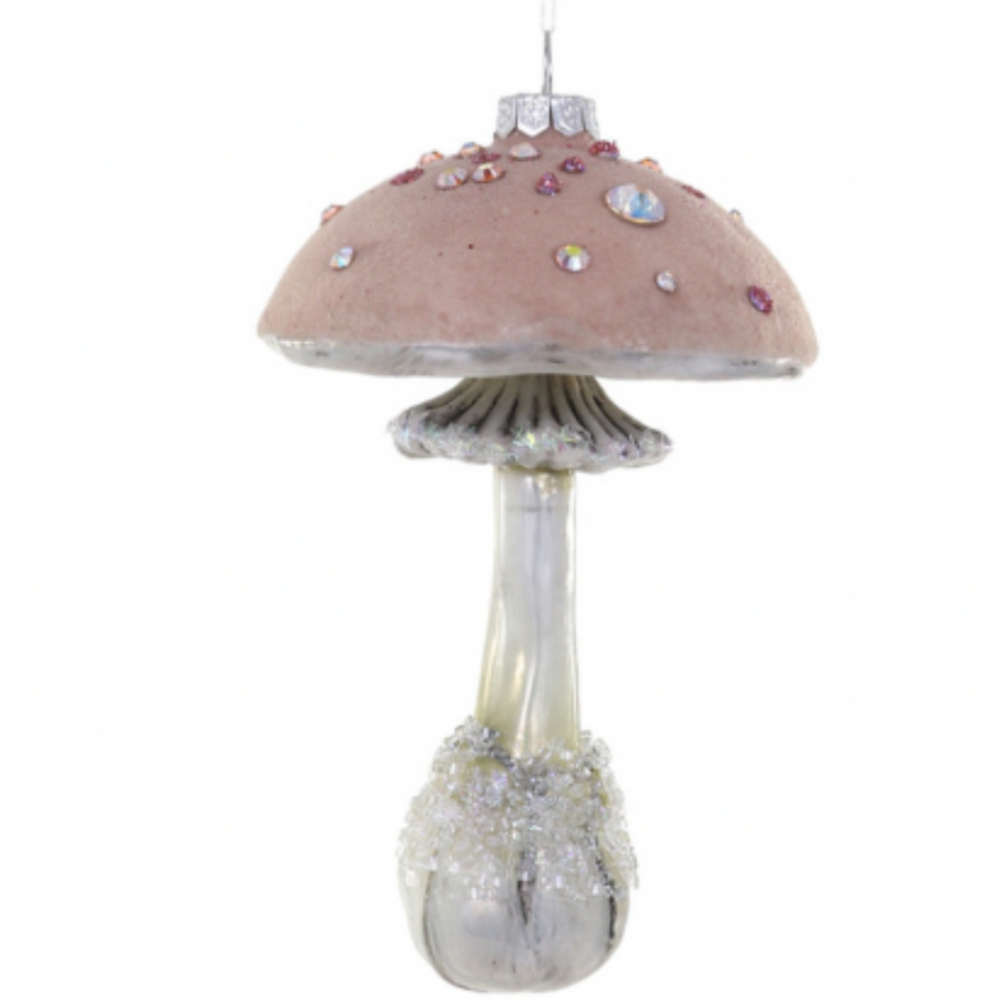 Cody Foster & Co. Large Frostfield Pink Mushroom Ornament