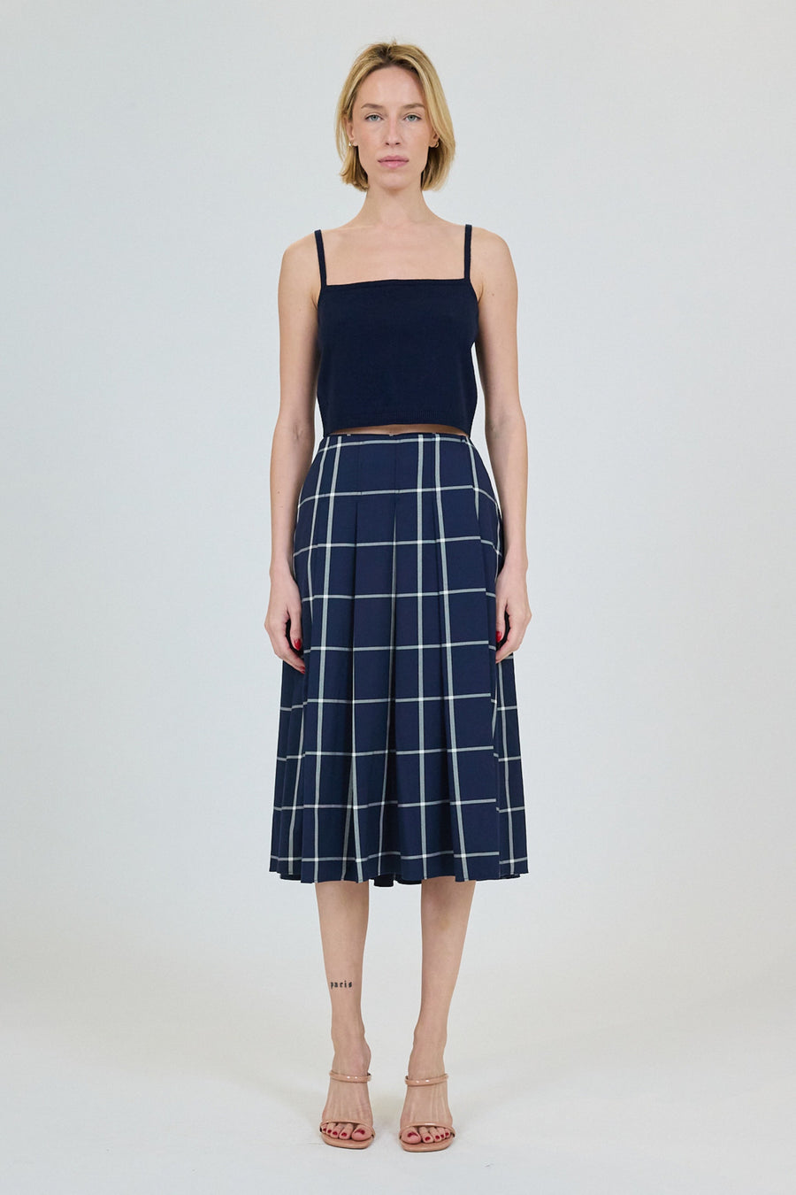 SIMKHAI Coryn Pleated Midi Skirt