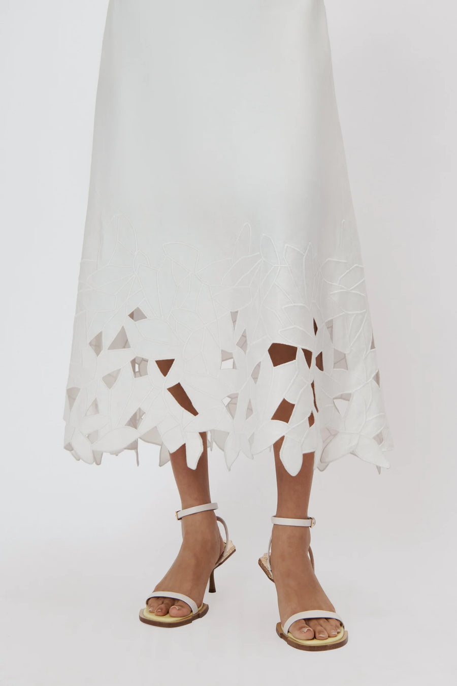 SIMKHAI Simone Abstract Embroidery Halter A-Line Midi Dress