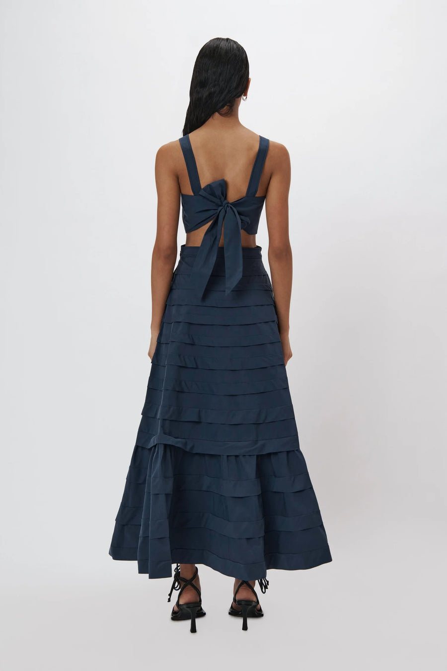 SIMKHAI Sicillia Cotton Poplin Pintuck Midi Dress