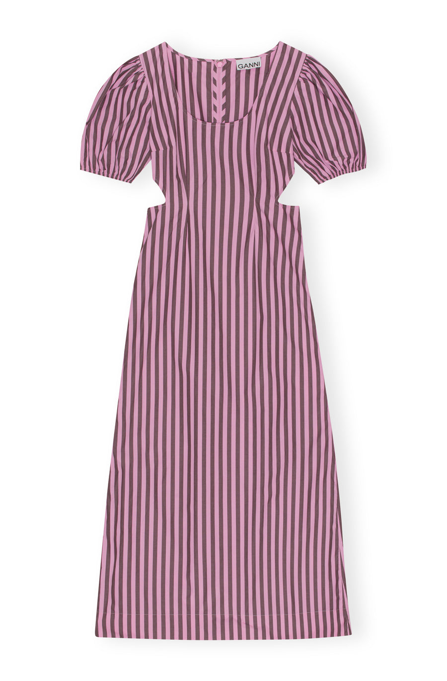 Ganni Stripe Cotton Cutout Dress