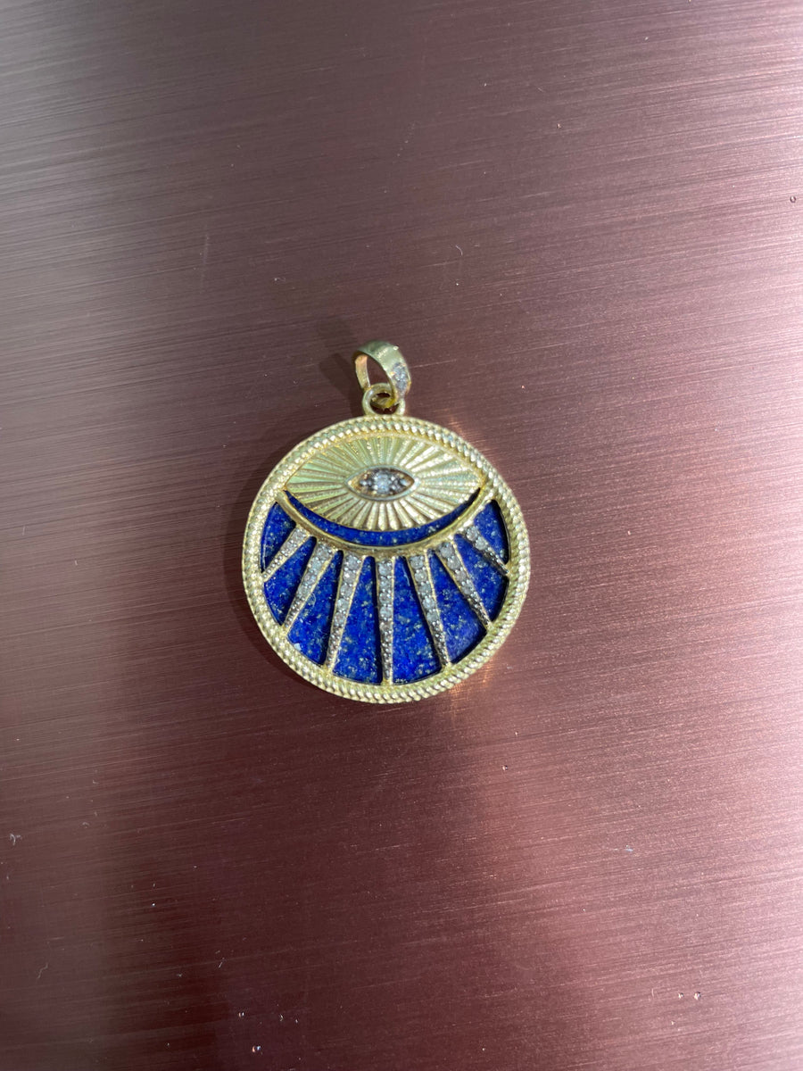 Paula Rosen Big Lapis Eye Vermeil and Pave Pendant