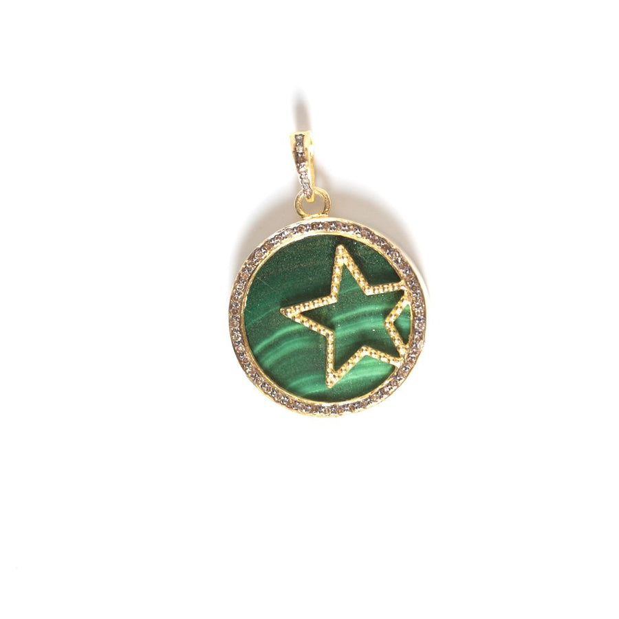 Paula Rosen Malachite Star of Gold Pendant