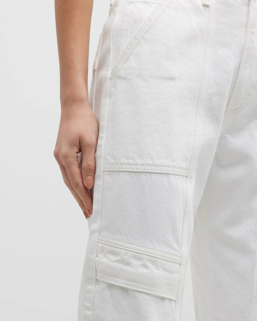 Cooper high-rise denim cargo pants in white - Agolde