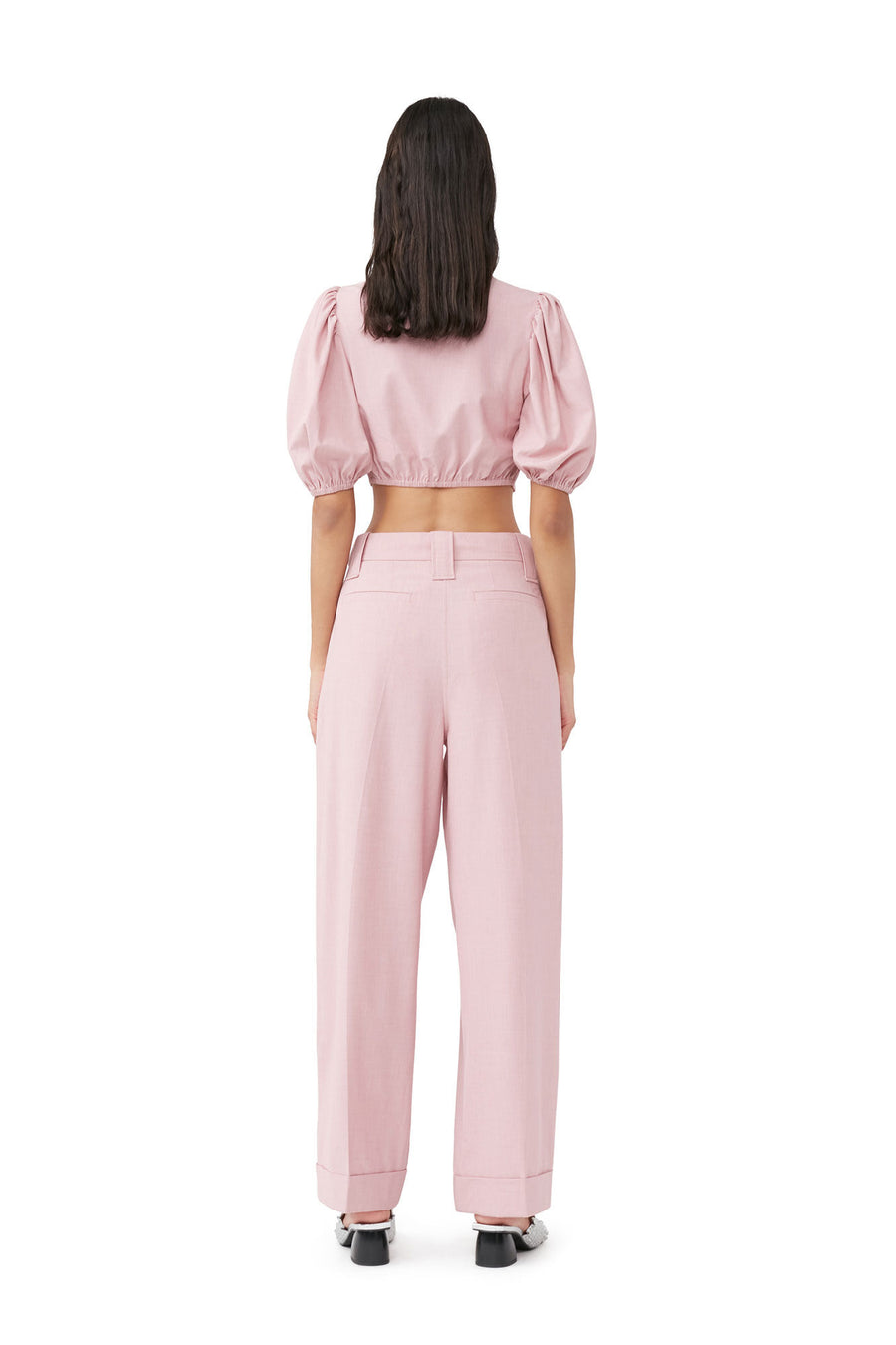 Ganni Drapey Melange Zipper Blouse