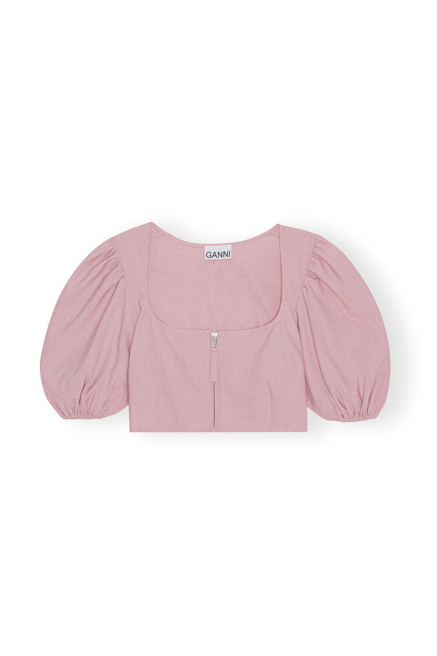Ganni Drapey Melange Zipper Blouse